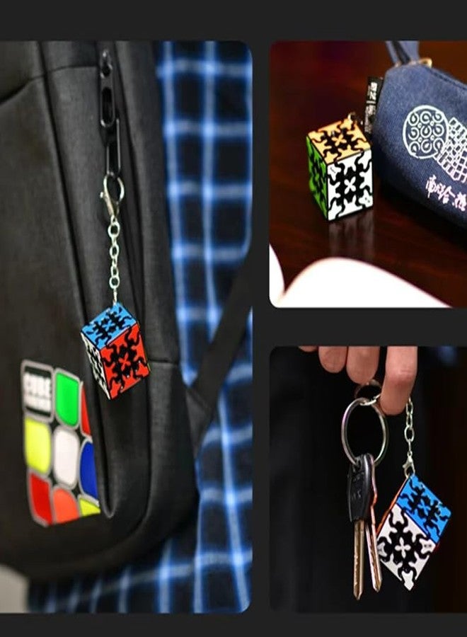 HAWKISTER QiYi 3x3 Gear Cube Keychain, Mini 3x3 Keyring Gear Speed Cube Twisty Puzzle, Brain Teasers 3.5cm - Image 4